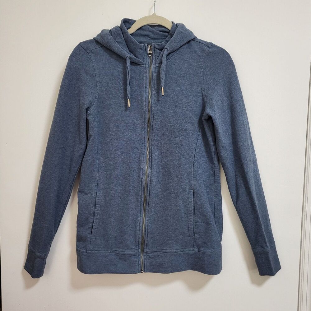 PACT Organic Cotton Hoodie Women S Cloud Brushed Fleece Sweatshirt Blue Full Zip